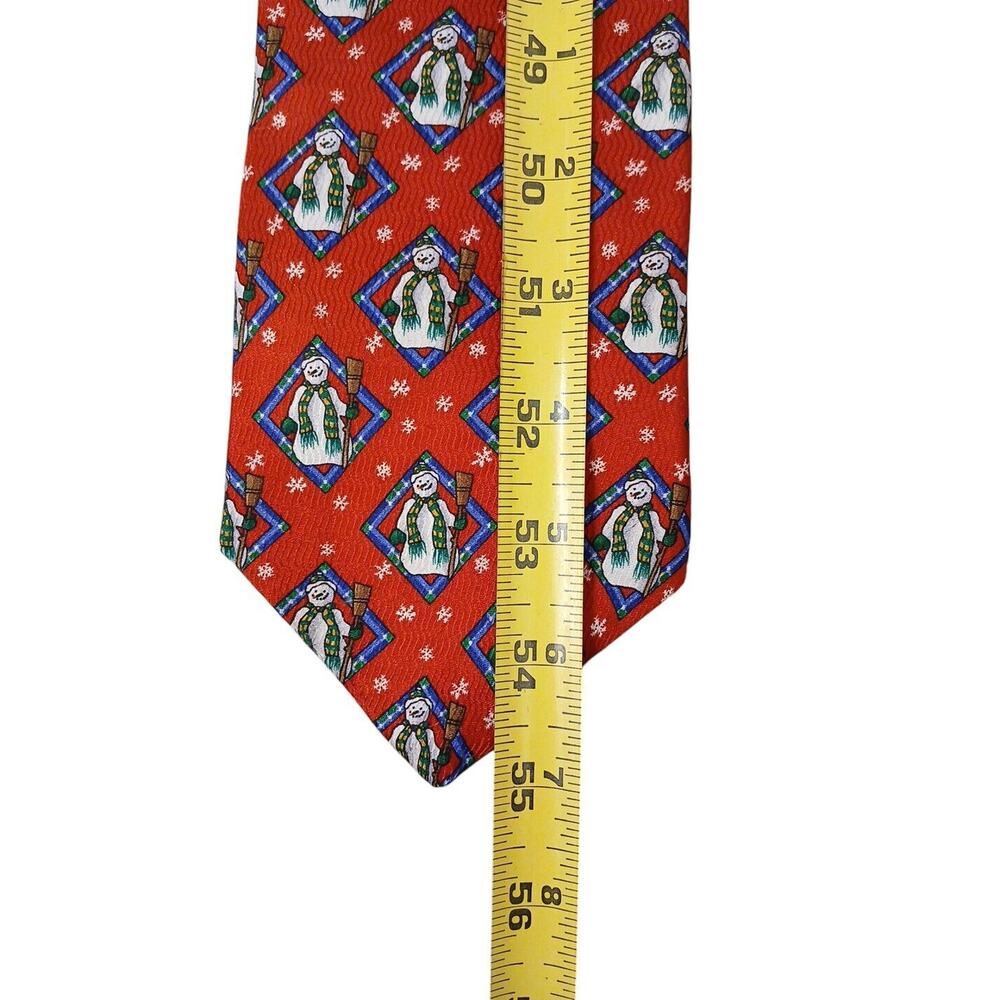 Holidays Snowman Christmas Men's Neck Tie 55" Red SILK Office Party HOLIDAY - Picture 3 of 7